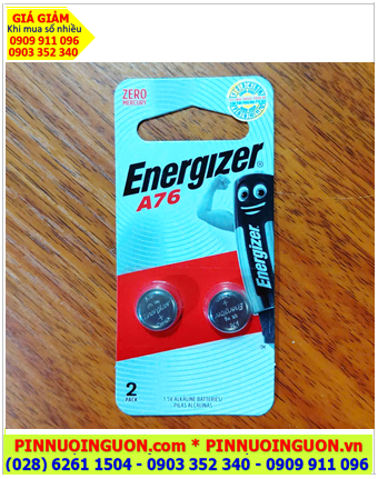 Pin cúc áo 1.5v Alkaline A76-LR44; Pin 1.5v Alkaline Energizer A76-LR44 chính hãng _Vỉ 2viên (Mẫu mới)